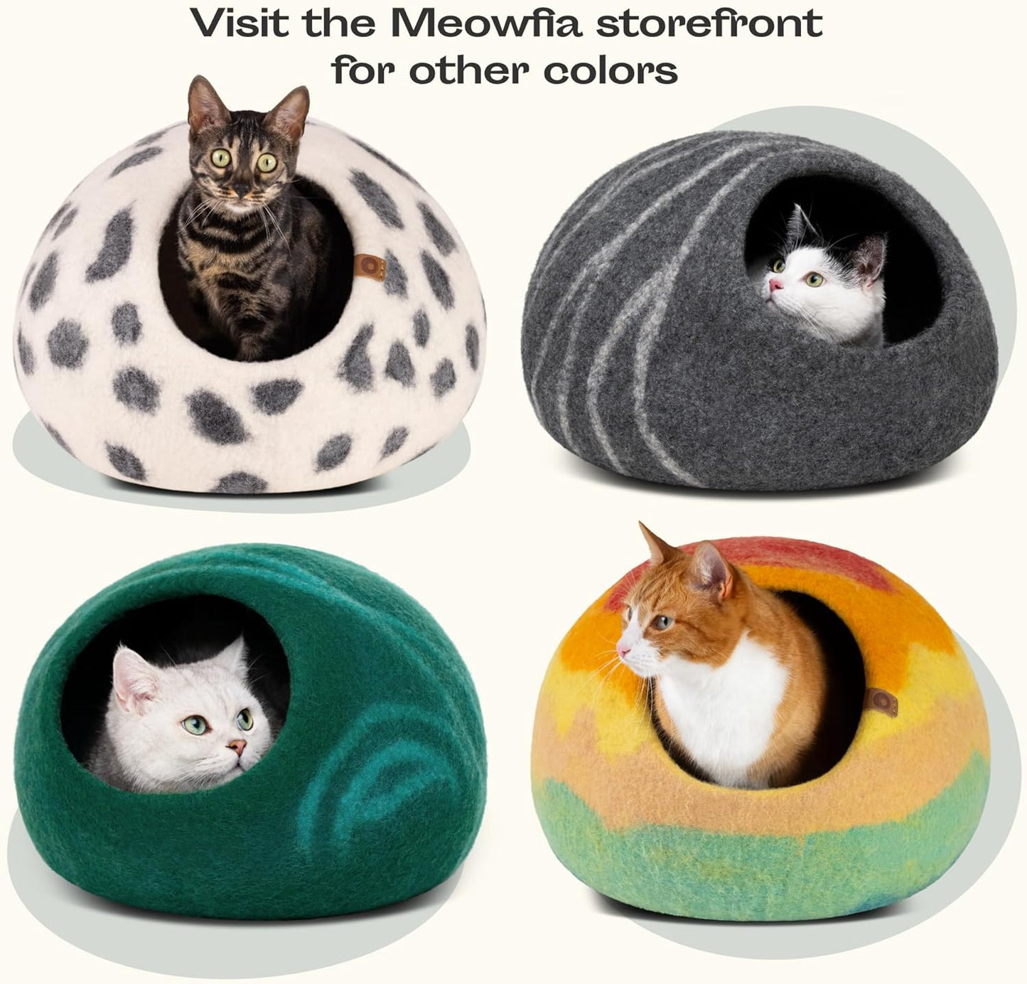 Cat Cave – Premium Felt Cat Bed Bed Enclosure for Indoor Cats, Handmade Merino Wool (Dark Grey, Medium)