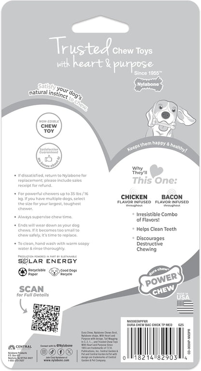 Power Chew Original Bone Dog Chew Toys, Medium, 2 Count | Chicken and Bacon Flavor, Durable Chew Toys, Discourages Destructive Chewing, Long Lasting, for Dogs up to 35 Pounds