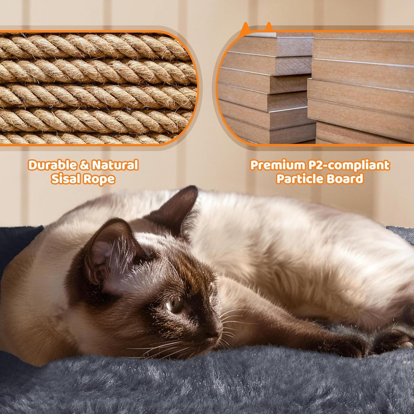 Yaheetech 69In Cat Tree Tower, 2 Condos, Scratching Posts & Cat-Ear Perches | 2 Plush Condos, Sisal Scratching Posts, a Soft Basket, a Climbing Ramp, and Cat-Ear Perches That Each Hold a Cat up to 11 Lb