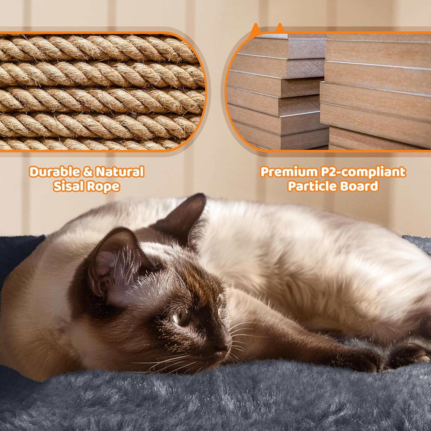 Yaheetech 69In Cat Tree Tower, 2 Condos, Scratching Posts & Cat-Ear Perches | 2 Plush Condos, Sisal Scratching Posts, a Soft Basket, a Climbing Ramp, and Cat-Ear Perches That Each Hold a Cat up to 11 Lb