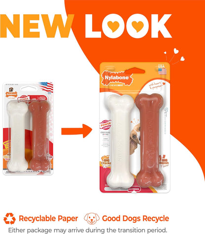 Power Chew Original Bone Dog Chew Toys, Medium, 2 Count | Chicken and Bacon Flavor, Durable Chew Toys, Discourages Destructive Chewing, Long Lasting, for Dogs up to 35 Pounds