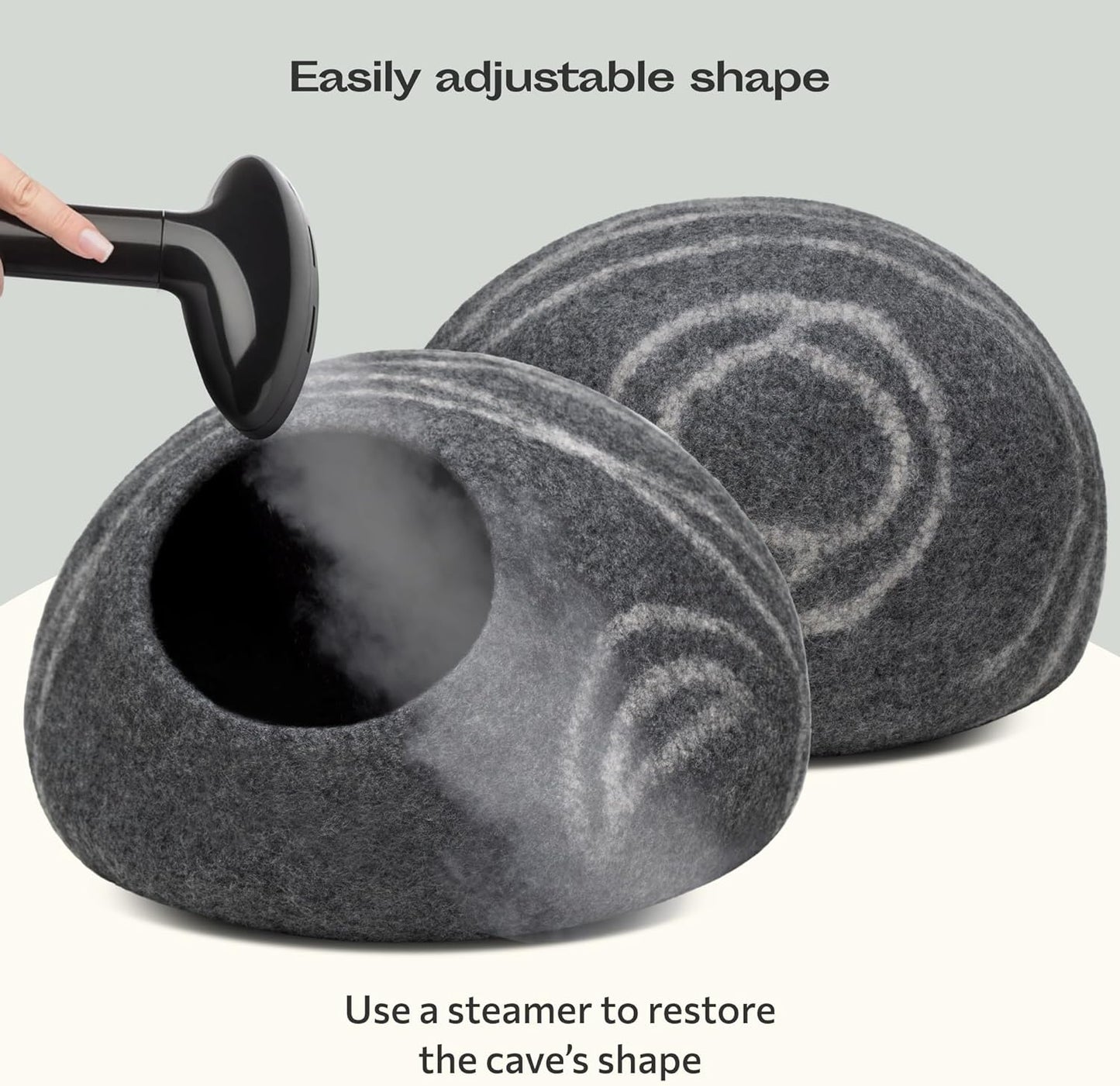 Cat Cave – Premium Felt Cat Bed Bed Enclosure for Indoor Cats, Handmade Merino Wool (Dark Grey, Medium)