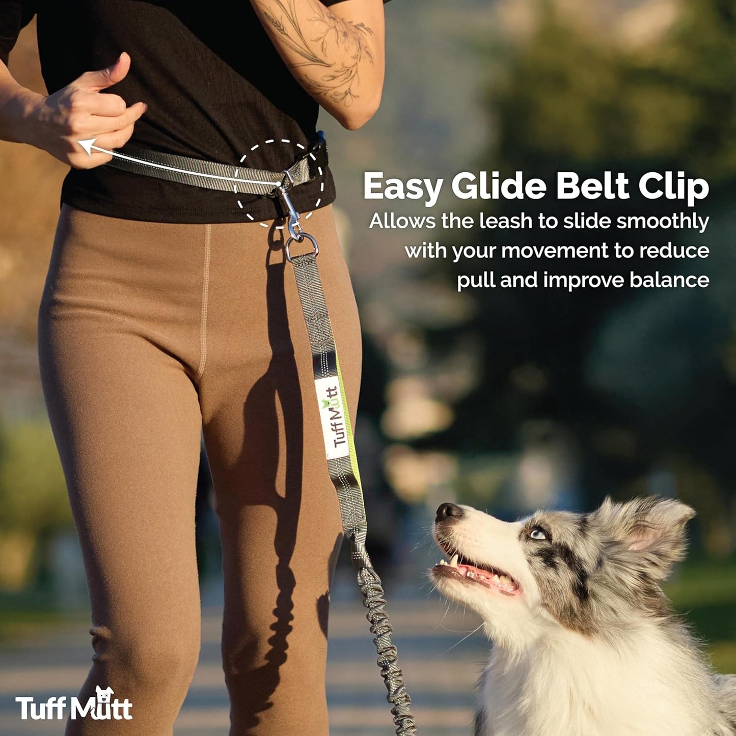 Hands Free Dog Leash for Walking Running Hiking, Waist Leash with Bungee, Adjustable Belt, Reflective Double Handle Design for Large Medium Dogs