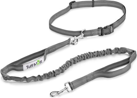 Hands Free Dog Leash for Walking Running Hiking, Waist Leash with Bungee, Adjustable Belt, Reflective Double Handle Design for Large Medium Dogs
