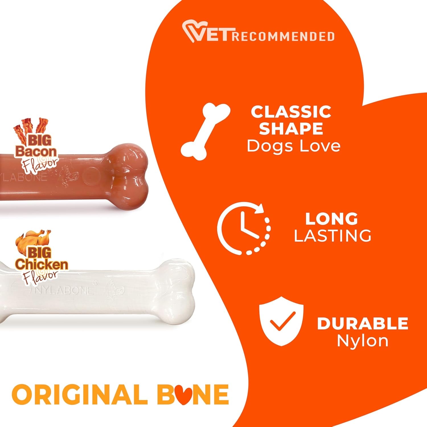 Power Chew Original Bone Dog Chew Toys, Medium, 2 Count | Chicken and Bacon Flavor, Durable Chew Toys, Discourages Destructive Chewing, Long Lasting, for Dogs up to 35 Pounds