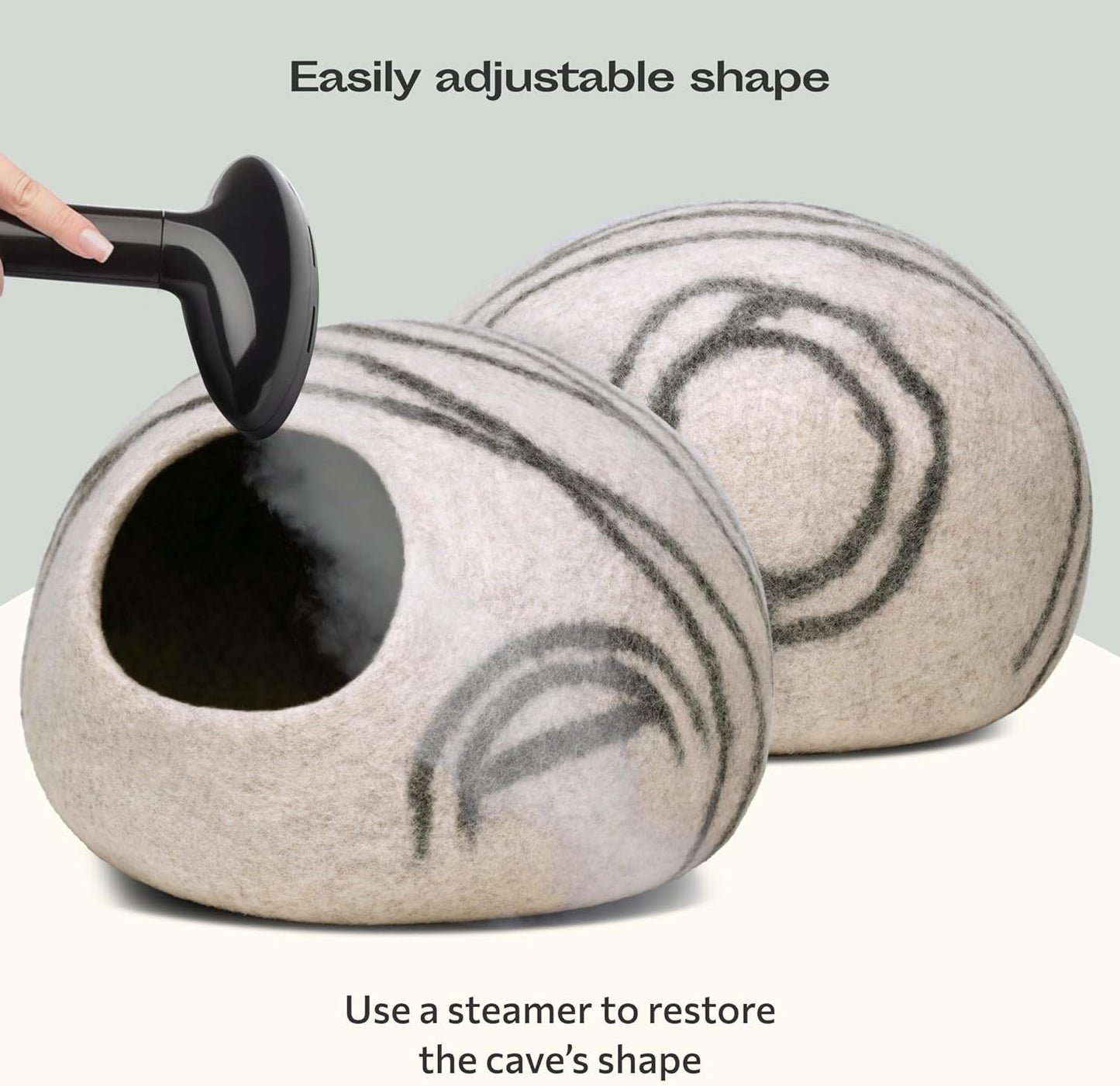 Cat Cave – Premium Felt Cat Bed Enclosure for Indoor Cats, Handmade Merino Wool (Light Gray, Medium)