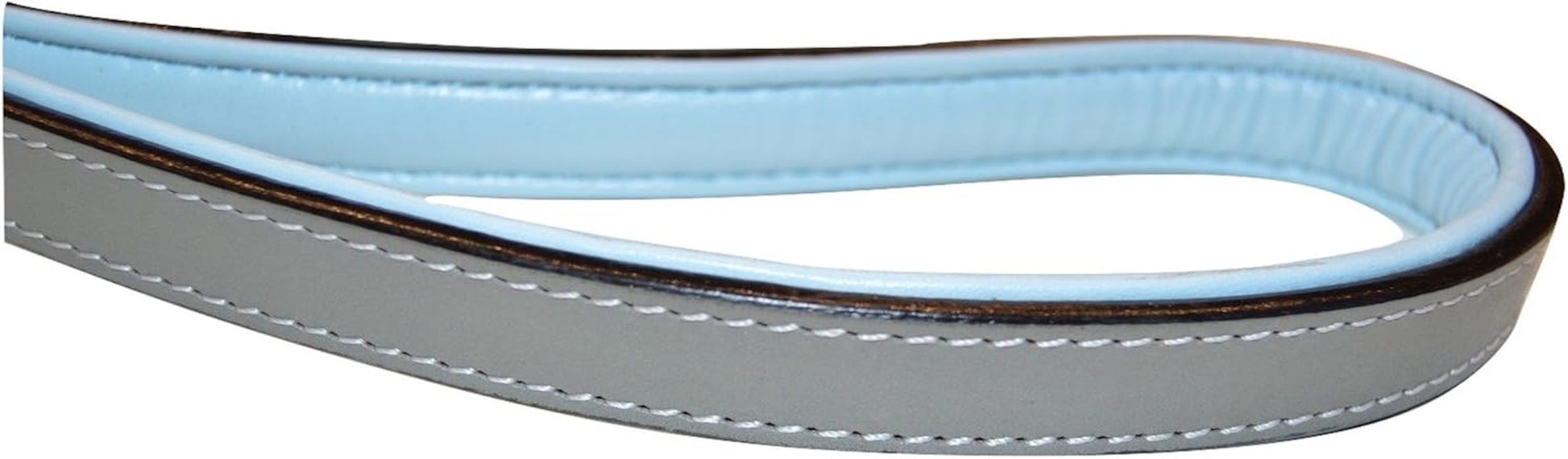 Leather Braided Dog Leash with Padded Handle, 4Ft. X 1/2 Inch - Grey and Blue