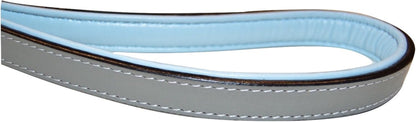 Leather Braided Dog Leash with Padded Handle, 4Ft. X 1/2 Inch - Grey and Blue