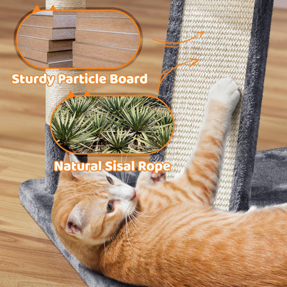 Yaheetech 69In Cat Tree Tower, 2 Condos, Scratching Posts & Cat-Ear Perches | 2 Plush Condos, Sisal Scratching Posts, a Soft Basket, a Climbing Ramp, and Cat-Ear Perches That Each Hold a Cat up to 11 Lb