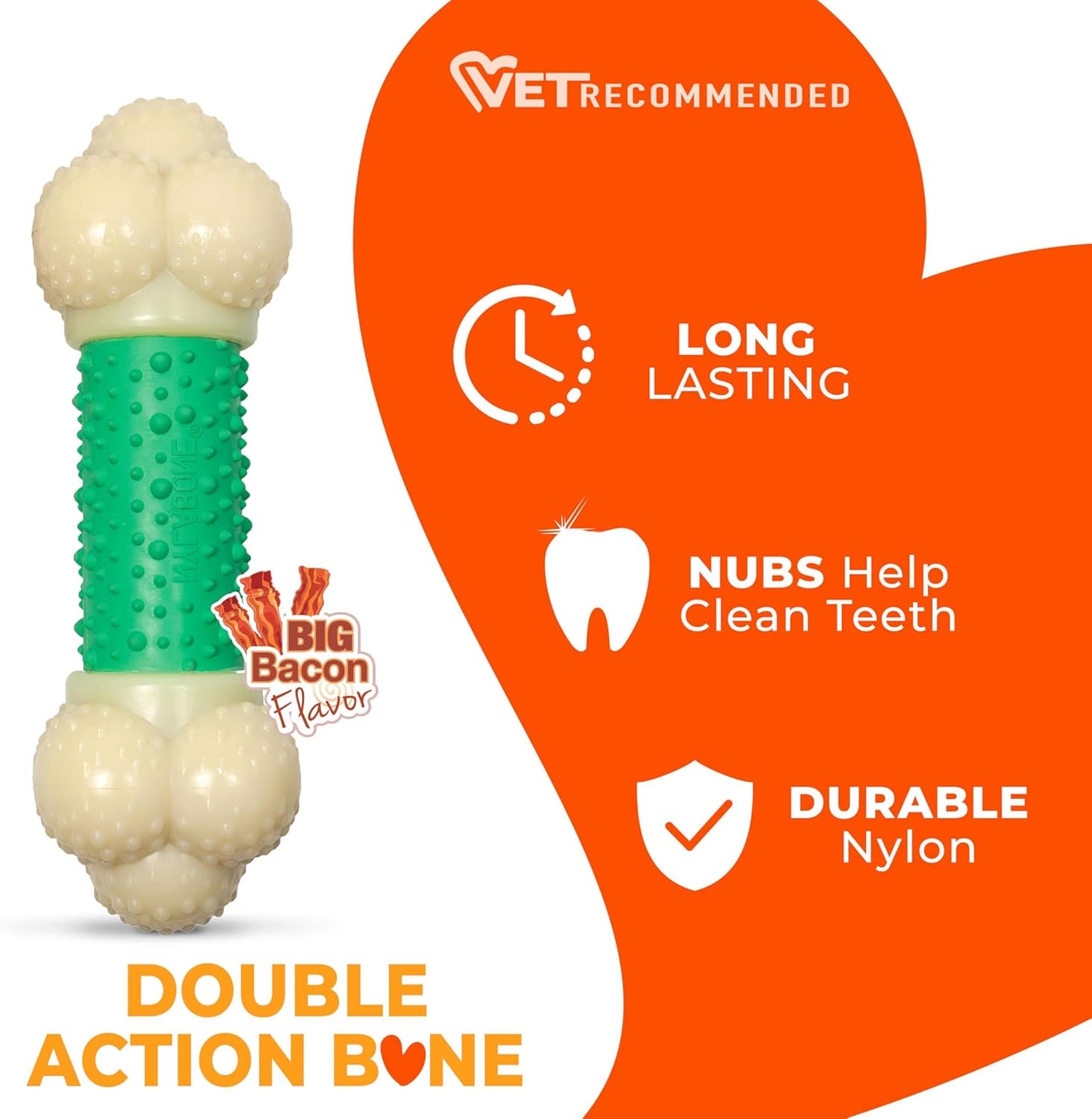 Power Chew Double Action Barbell Bone Dog Chew Toy, X-Large | Durable Dog Toy for Large Dog Breeds 50+ Lbs, Teeth-Cleaning Textures, Long Lasting, Discourages Destructive Chewing