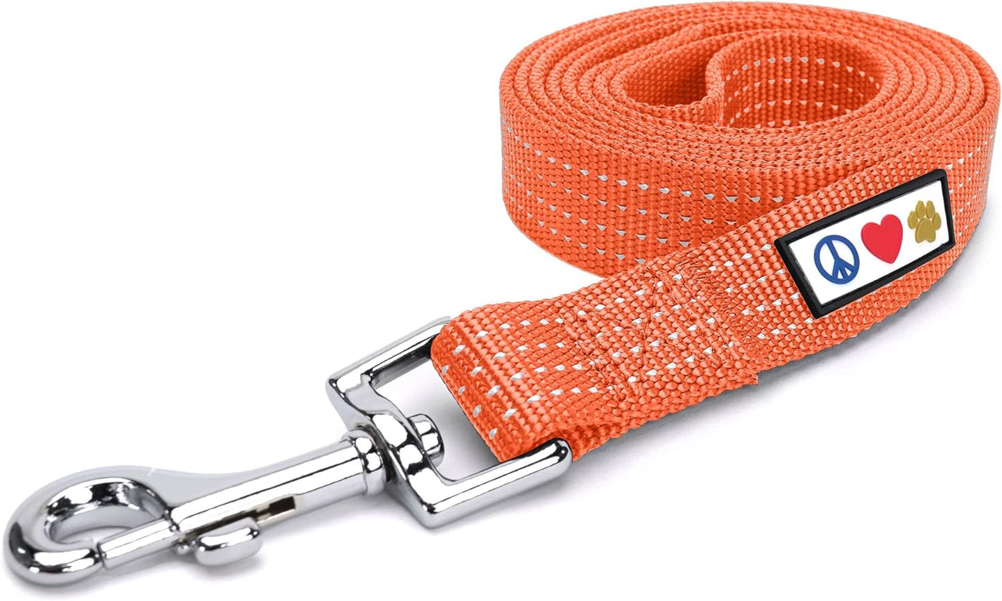 Orange Dog Leash 6 Ft M/L Reflective Durable Lightweight Dog Lead for Medium or Large Dogs and Puppies